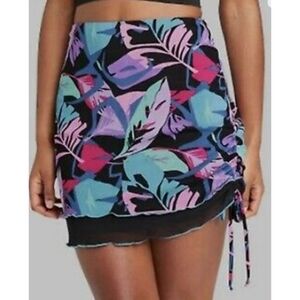 Wild Fable Side tie Ruched mini skirt Tropical print Size XS